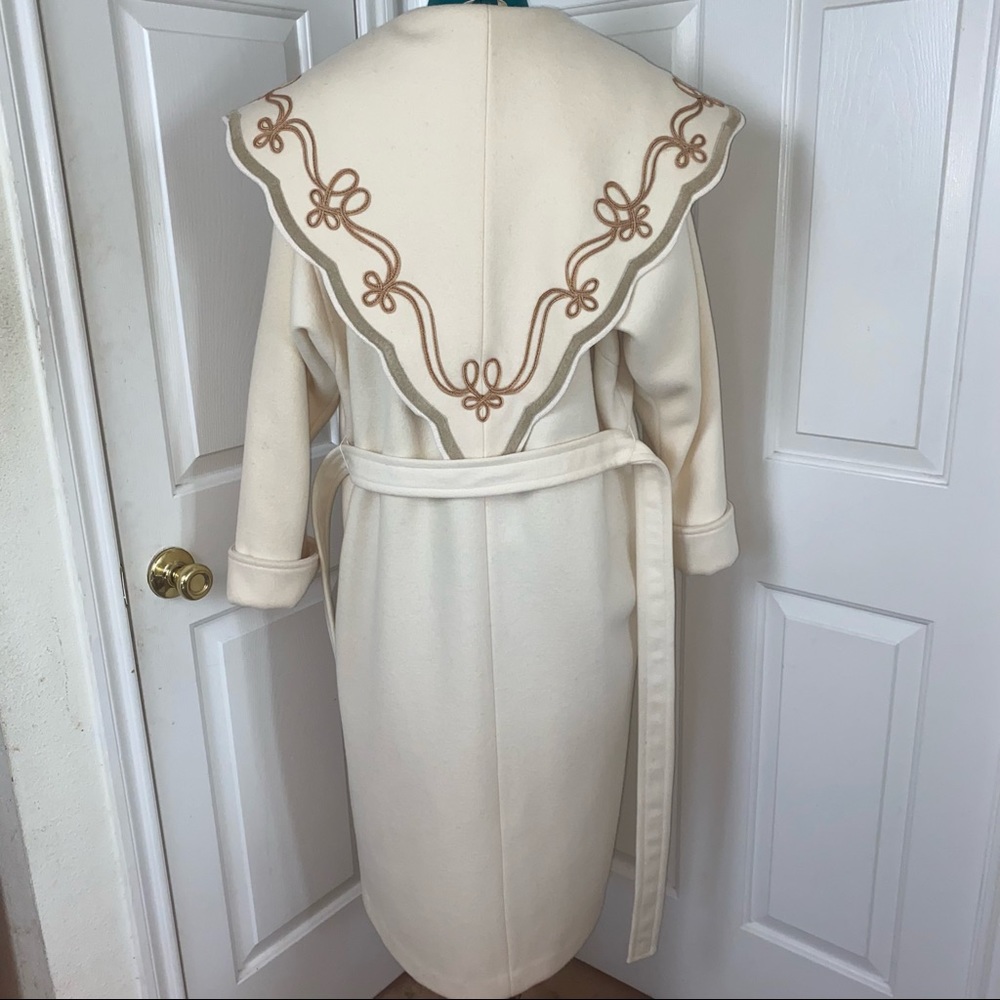 ♥️ VINTAGE Rare Cream ivory white David Benjamin Wool COAT jacket Size10 - Picture 3 of 11